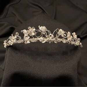 Silver Floral Crystal Tiara Headband - Accessories BNWOT